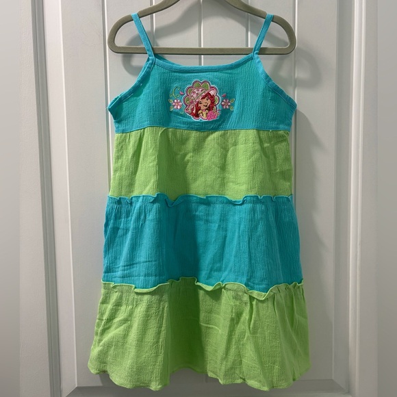 Strawberry Shortcake Embroidered Dress Size 4T Blue And Green Vintage Y2K NWT - Picture 1 of 6
